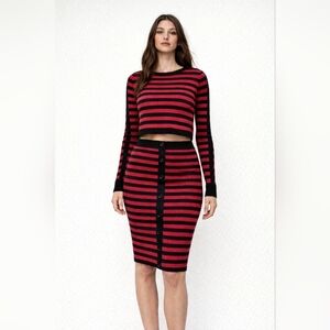 NWT Zara Size M Striped Striped Sweater And Skirt